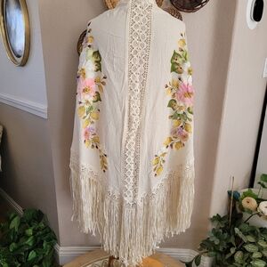 Vintage Ana Rosa Hand Painted Shawl